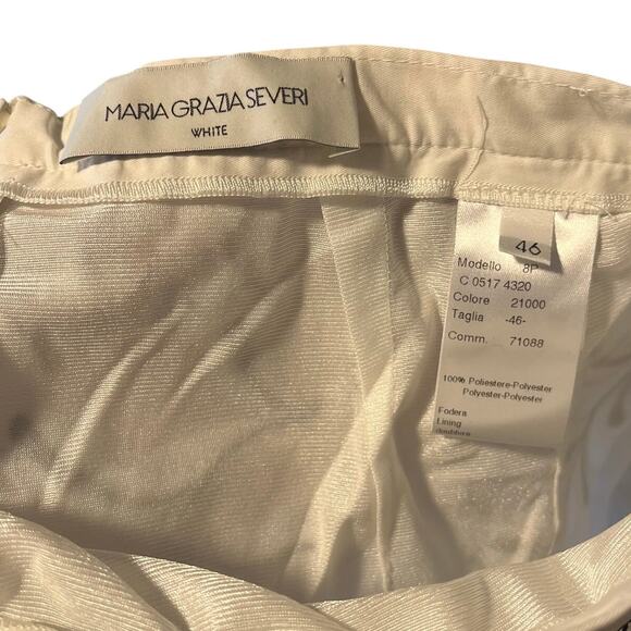 Maria Grazia Severi White Women's 46 Pants White Black Floral Flowy Quiet Luxury - Picture 7 of 7